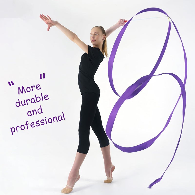 Drokenle 2pcs Rhythmic Dance Ribbons with Wands, 78.7 Inch Rhythmic Gymnastics Ribbon Dancer Wand Twirling Dancing Ribbon Streamers, Fits Artistic Dancing Gymnastics Training - Image 3